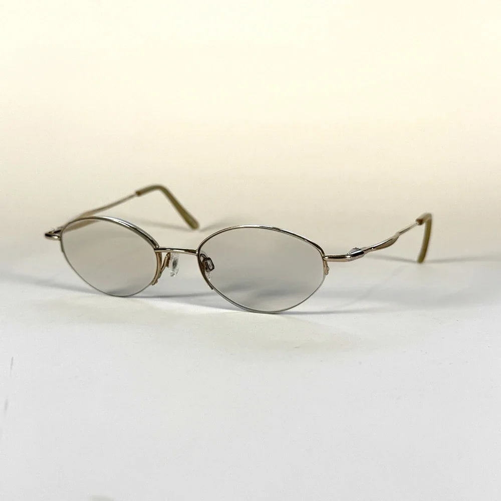 Lauren Hutton L087 Eyeglasses Frame Only 48-18-135 Gold Metal Oval Womens‎